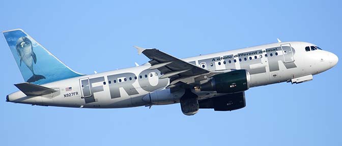 Frontier Airbus A319-111 N927FR Flip the Bottlenose Dolphin, Phoenix Sky Harbor, December 23, 2010